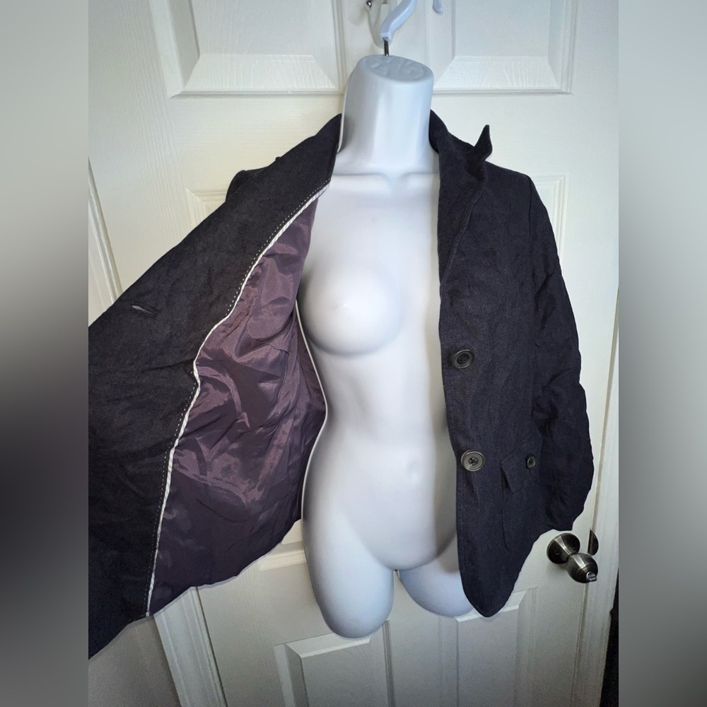 Lands’ End Petites 4 Navy Blue Wool Blazer Jacket Classic 4P Lined - Picture 8 of 16